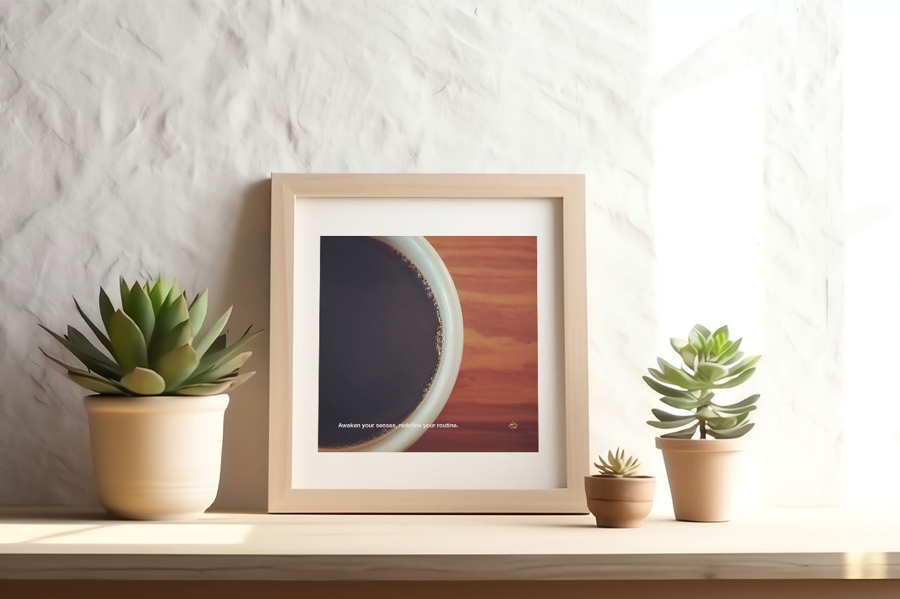 Coffee art print awaken your senses redefine your routine for coffee lovers
