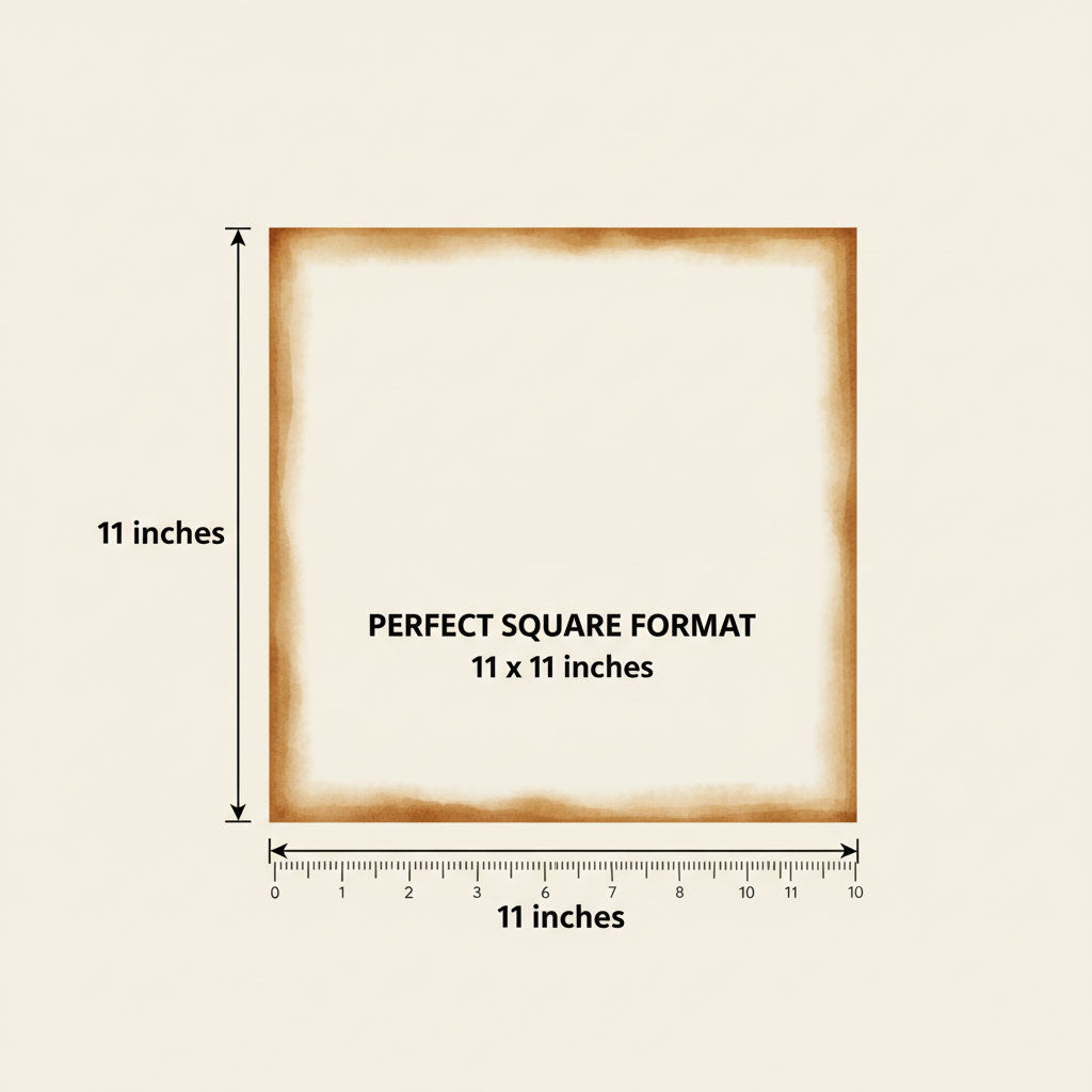 11x11 inch square print size guide and dimensions diagram