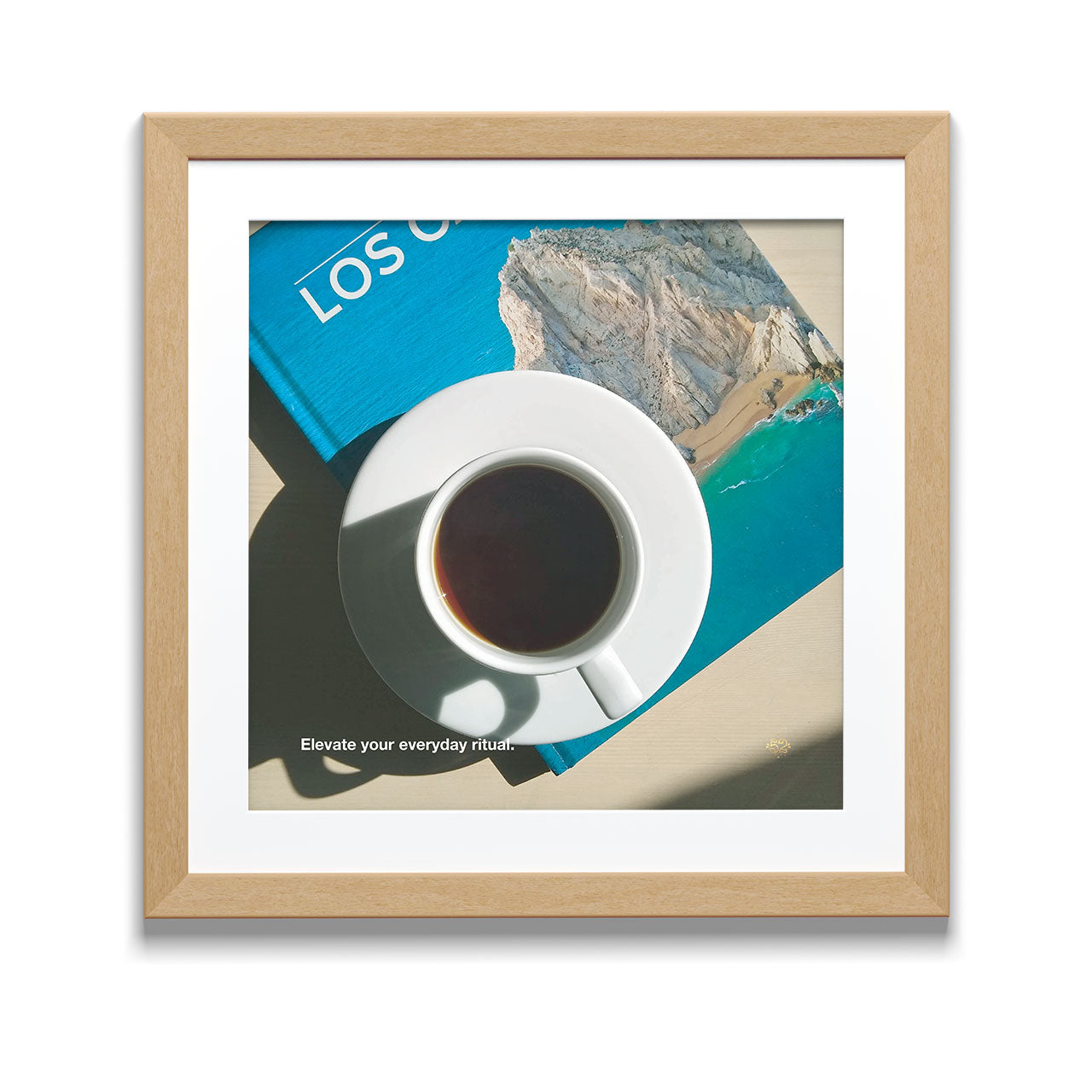 Coffee art print with quote elevate your everyday ritual in elegant typography framed