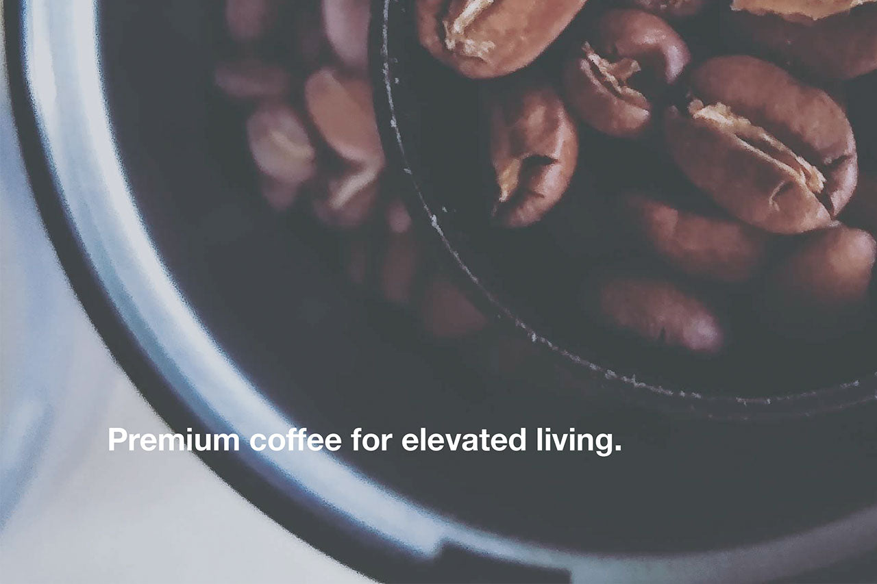 Premium coffee for elevated living digital art print with sophisticated typography close-up
