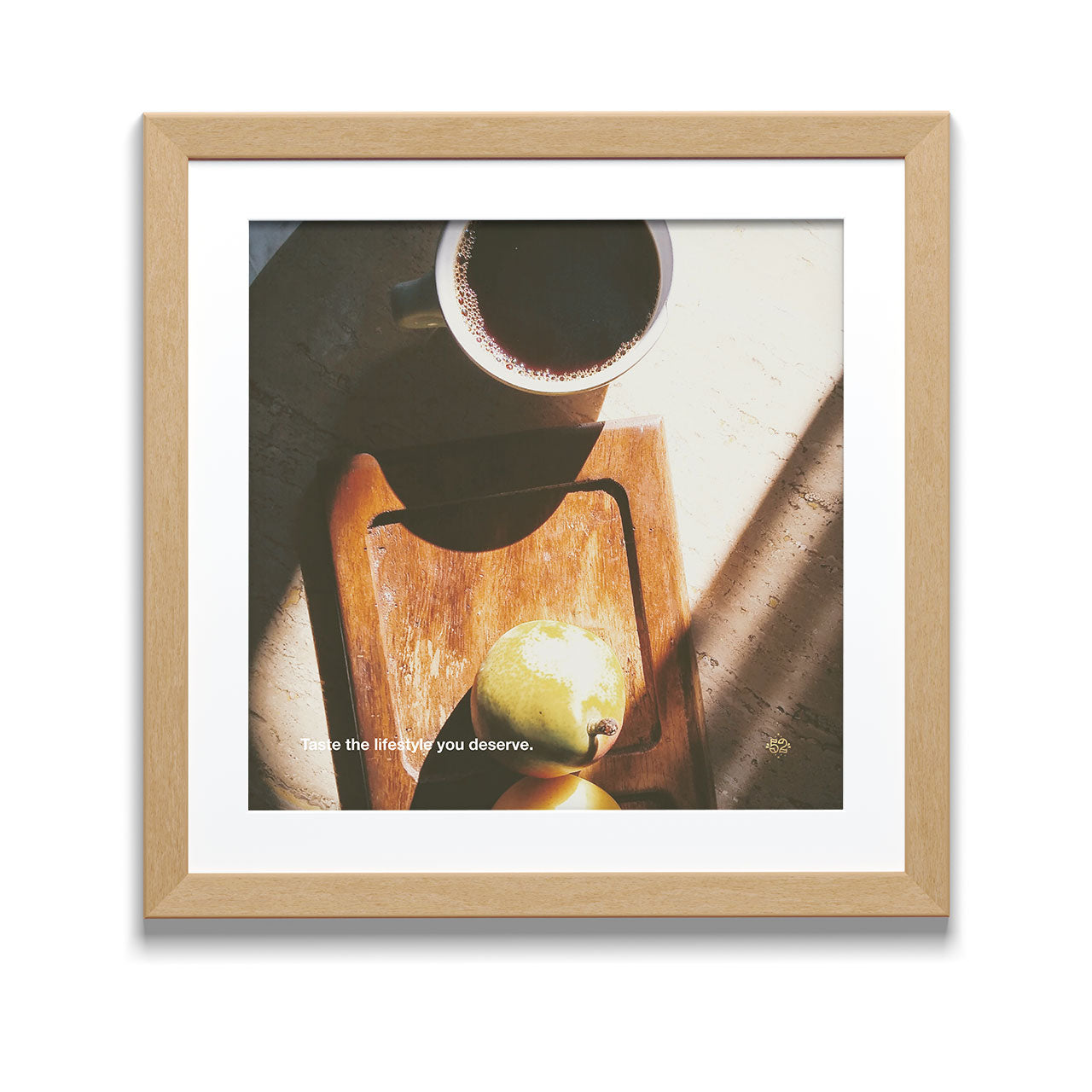 Motivational coffee print taste the lifestyle you deserve for kitchen decor framed